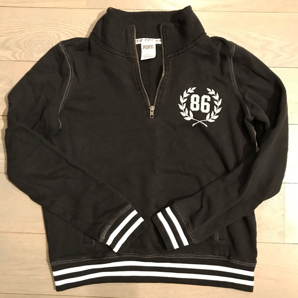 PINK Victoria’s Secret Quarter Zip Black Sweatshirt Size S